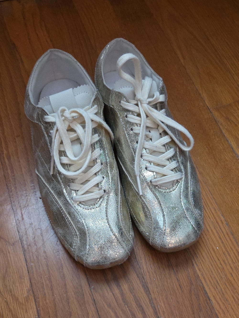 Zara Silver Metallic Lace-Up Athletic Sneakers